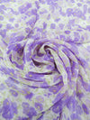 Amethyst/White/Celery Green 100% Silk Floral Print Chiffon 43W