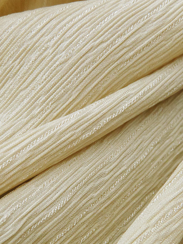 Pale Straw 100% Silk Vertical Pinstripe Design Crinkle Chiffon 41W