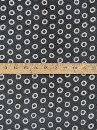 Black/Off-White 100% Silk Circle Print Chiffon 44W