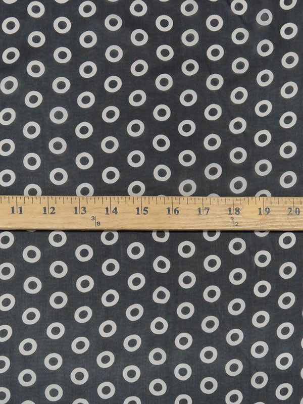 Black/Off-White 100% Silk Circle Print Chiffon 44W