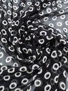 Black/Off-White 100% Silk Circle Print Chiffon 44W