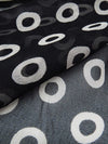 Black/Off-White 100% Silk Circle Print Chiffon 44W