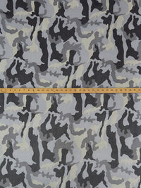 Pale Shale Gray/Black/Smoke Gray/Iron 100% Silk Camouflage Print Chiffon 44W