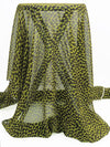 Pear Green/Dark Espresso Brown/Olive 100% Silk Overlapping Dot Print Chiffon 42W