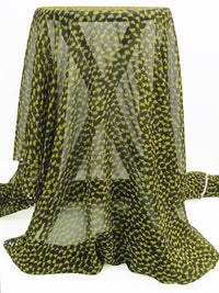 Pear Green/Dark Espresso Brown/Olive 100% Silk Overlapping Dot Print Chiffon 42W