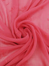 Brink Pink 100% Silk Embroidered Floral Bunches Design Chiffon 43W