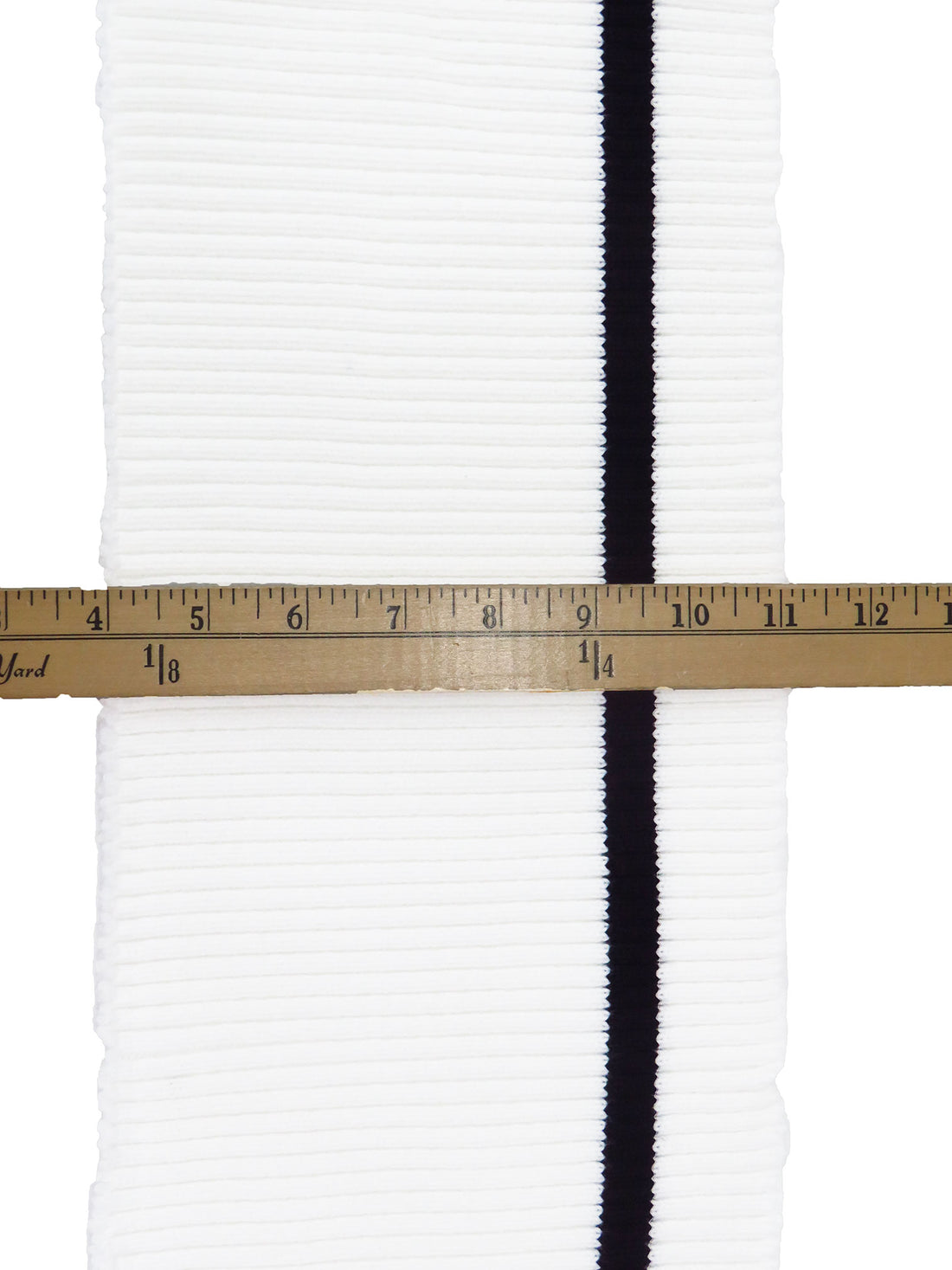 SOLD BY THE PIECE ONLY - Off-White/Black Horizontal Stripe Waistband Ribbing Strip