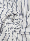 White/Dark Navy 100% Rayon Vertical DKNY Stripe Print Voile - NY Designer - 50W