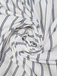 White/Dark Navy 100% Rayon Vertical DKNY Stripe Print Voile - NY Designer - 50W