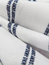 White/Dark Navy 100% Rayon Vertical DKNY Stripe Print Voile - NY Designer - 50W