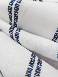 White/Dark Navy 100% Rayon Vertical DKNY Stripe Print Voile - NY Designer - 50W