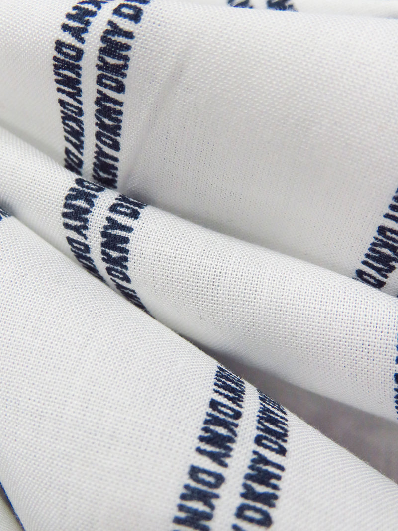 White/Dark Navy 100% Rayon Vertical DKNY Stripe Print Voile - NY Designer - 50W