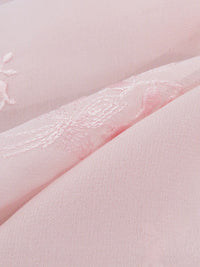 Baby Pink 100% Silk Embroidered Floral Bunches Design Chiffon 42W