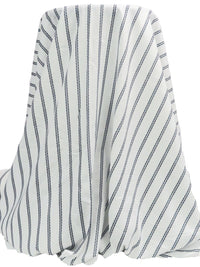White/Dark Navy 100% Rayon Vertical DKNY Stripe Print Voile - NY Designer - 50W