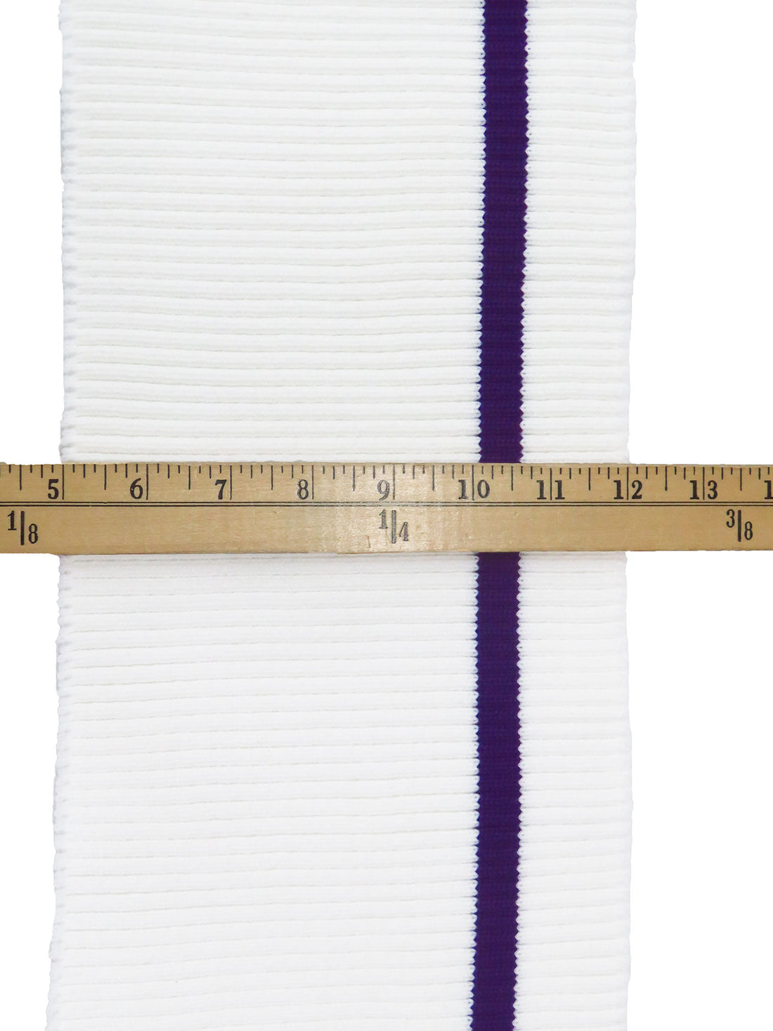 SOLD BY THE PIECE ONLY - Off-White/Dark Purple Horizontal Stripe Waistband Ribbing Strip