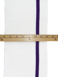 SOLD BY THE PIECE ONLY - Off-White/Dark Purple Horizontal Stripe Waistband Ribbing Strip