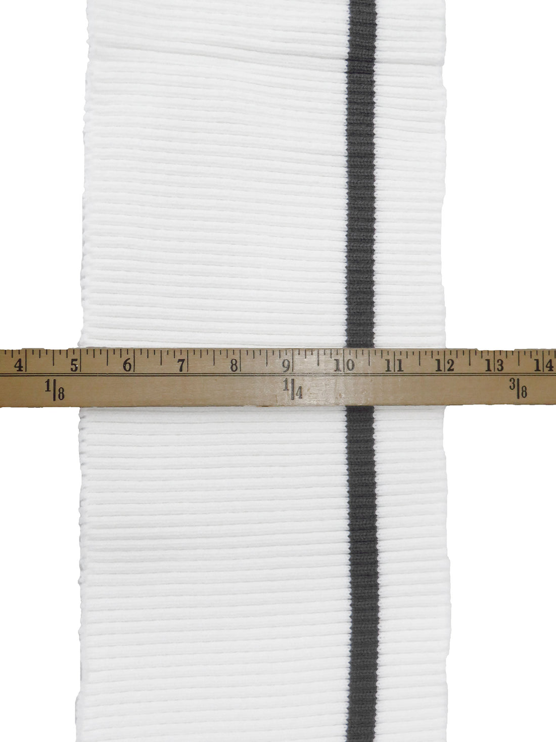 SOLD BY THE PIECE ONLY - Off-White/Gray Horizontal Stripe Waistband Ribbing Strip
