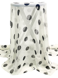 Alabaster/Black 100% Silk Scattered Dot Print Chiffon 44W