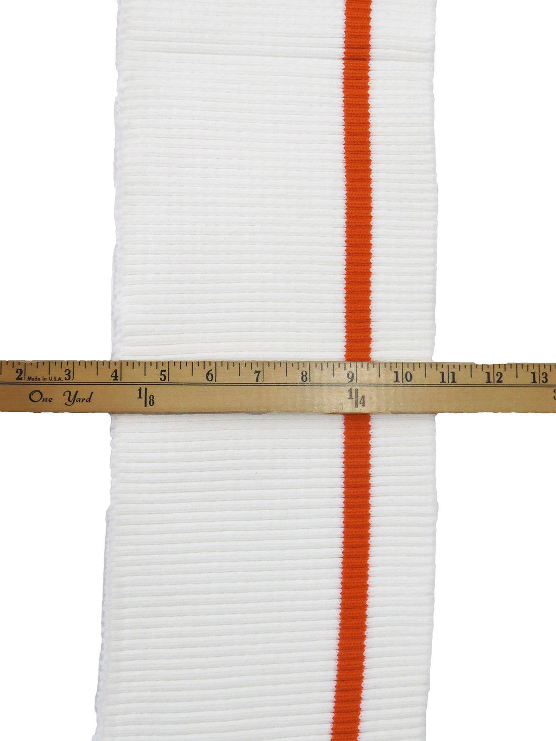 SOLD BY THE PIECE ONLY - Off-White/Dark Orange Horizontal Stripe Waistband Ribbing Strip