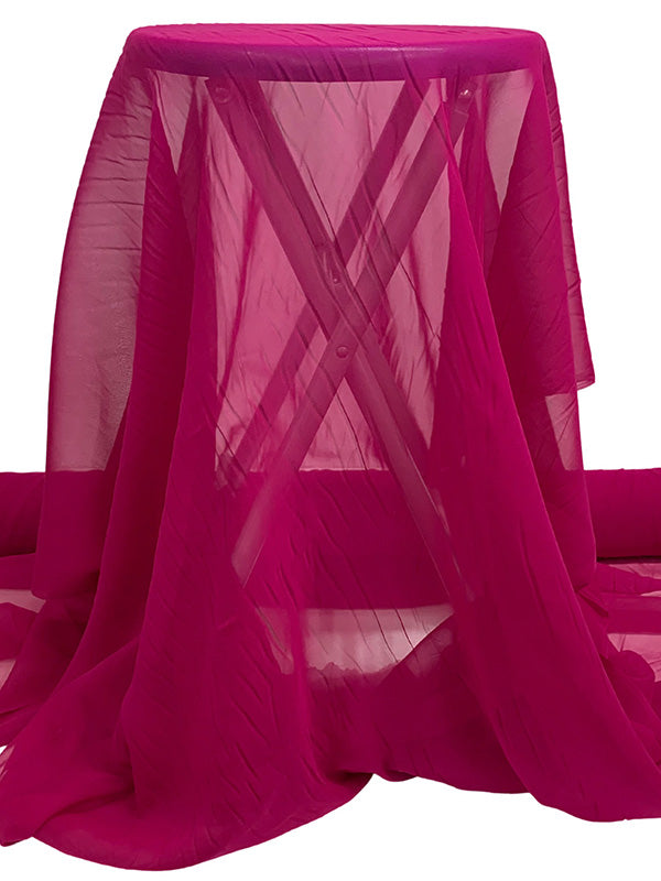 Dark Magenta Pink 100% Silk Chiffon 42W