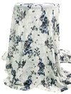 White/Shadow Blue/Black 100% Polyester Floral Print Crinkle Chiffon 58W