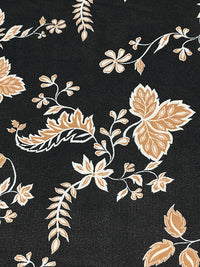 Black/Brown Sugar/Off-White 100% Polyester Floral Print Chiffon 60W