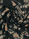 Black/Brown Sugar/Off-White 100% Polyester Floral Print Chiffon 60W