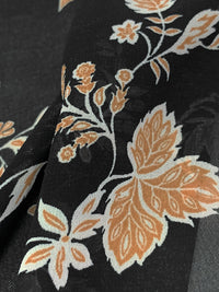 Black/Brown Sugar/Off-White 100% Polyester Floral Print Chiffon 60W