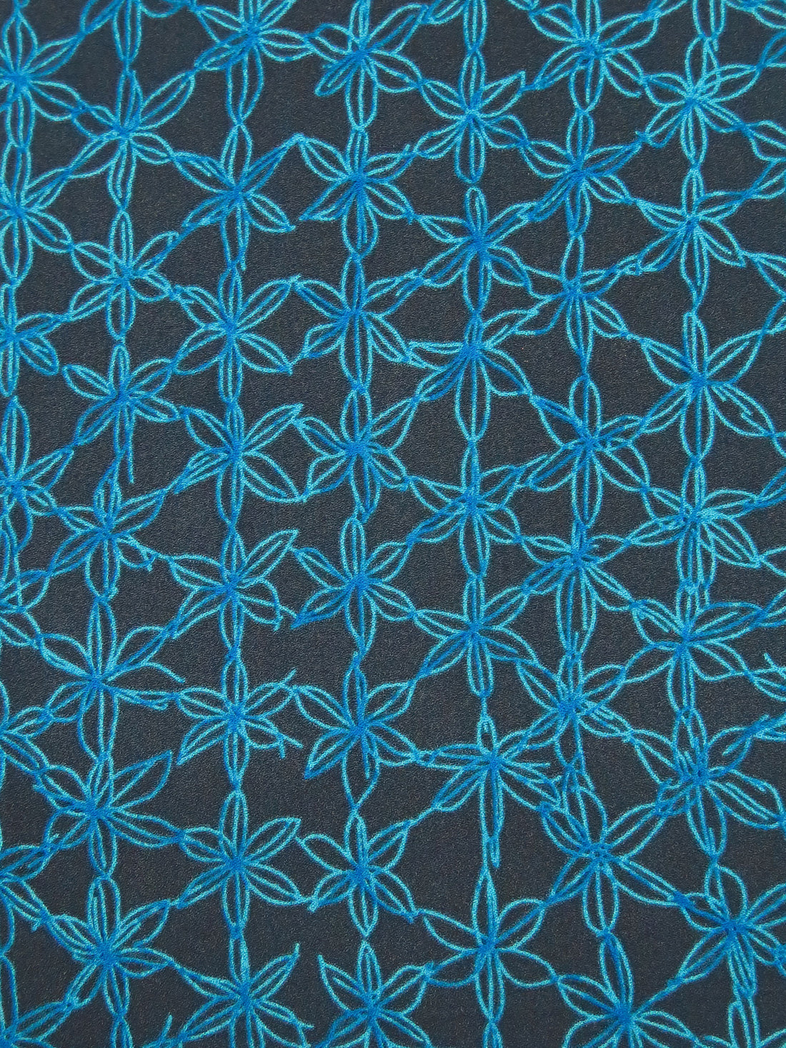 Dark Charcoal Blue/Dark Blue/Hawaii Blue 100% Silk Drawn Floral Print Crepe - Ralph Lauren - 42W