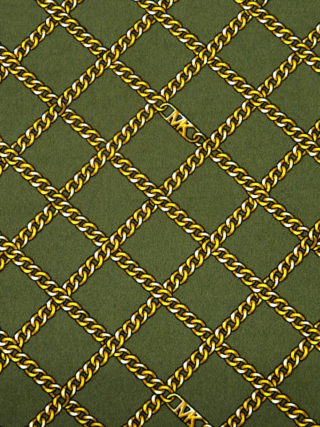 Aged Mustard Green/Goldenrod/Black/Multi Polyester/Lycra Chain Grid Print ITY Knit - NY Designer - 56W