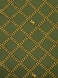 Aged Mustard Green/Goldenrod/Black/Multi Polyester/Lycra Chain Grid Print ITY Knit - NY Designer - 56W