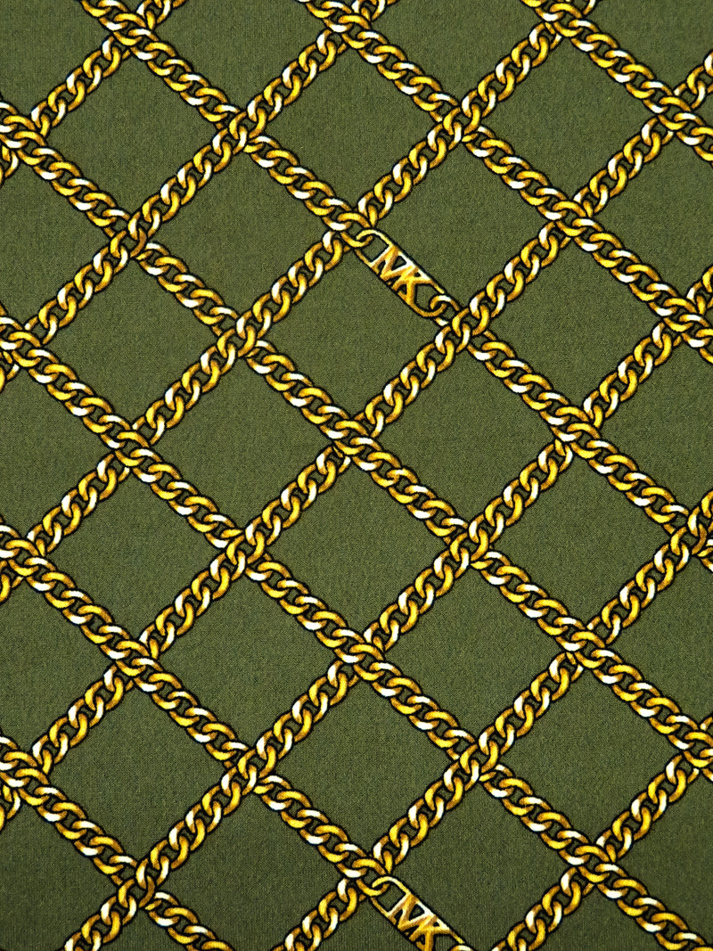 Aged Mustard Green/Goldenrod/Black/Multi Polyester/Lycra Chain Grid Print ITY Knit - NY Designer - 56W