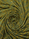 Aged Mustard Green/Goldenrod/Black/Multi Polyester/Lycra Chain Grid Print ITY Knit - NY Designer - 56W