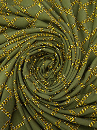 Aged Mustard Green/Goldenrod/Black/Multi Polyester/Lycra Chain Grid Print ITY Knit - NY Designer - 56W