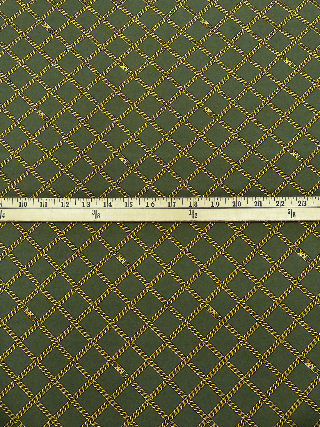 Aged Mustard Green/Goldenrod/Black/Multi Polyester/Lycra Chain Grid Print ITY Knit - NY Designer - 56W