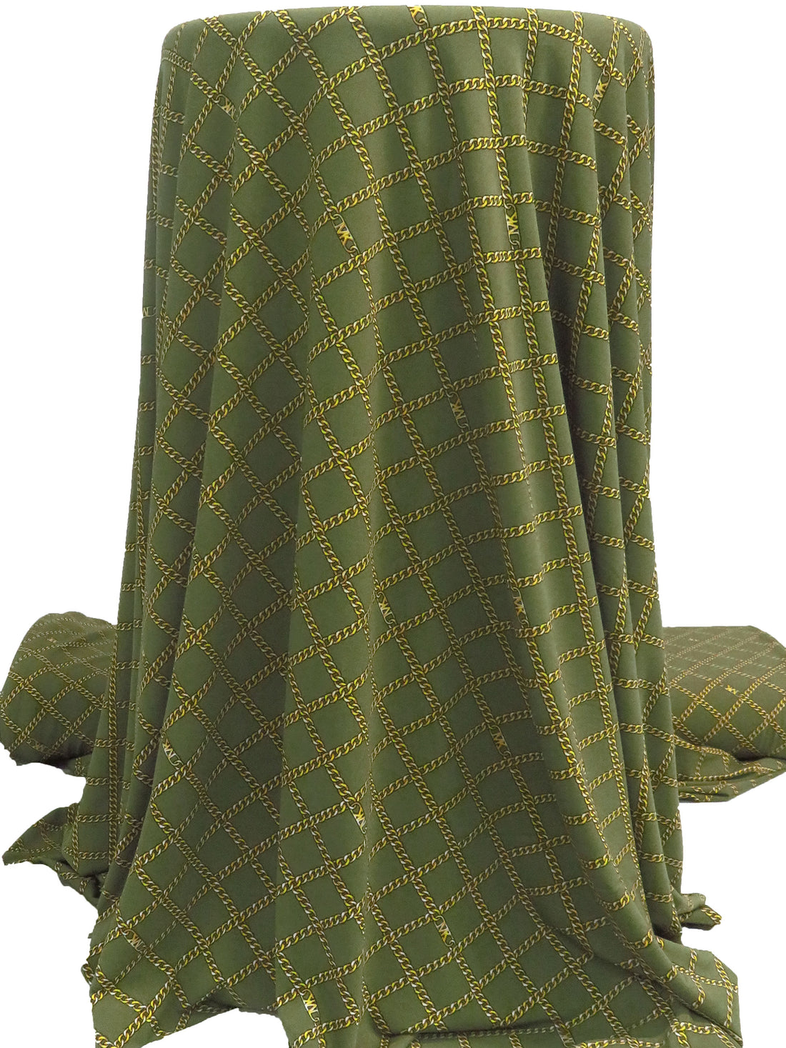 Aged Mustard Green/Goldenrod/Black/Multi Polyester/Lycra Chain Grid Print ITY Knit - NY Designer - 56W