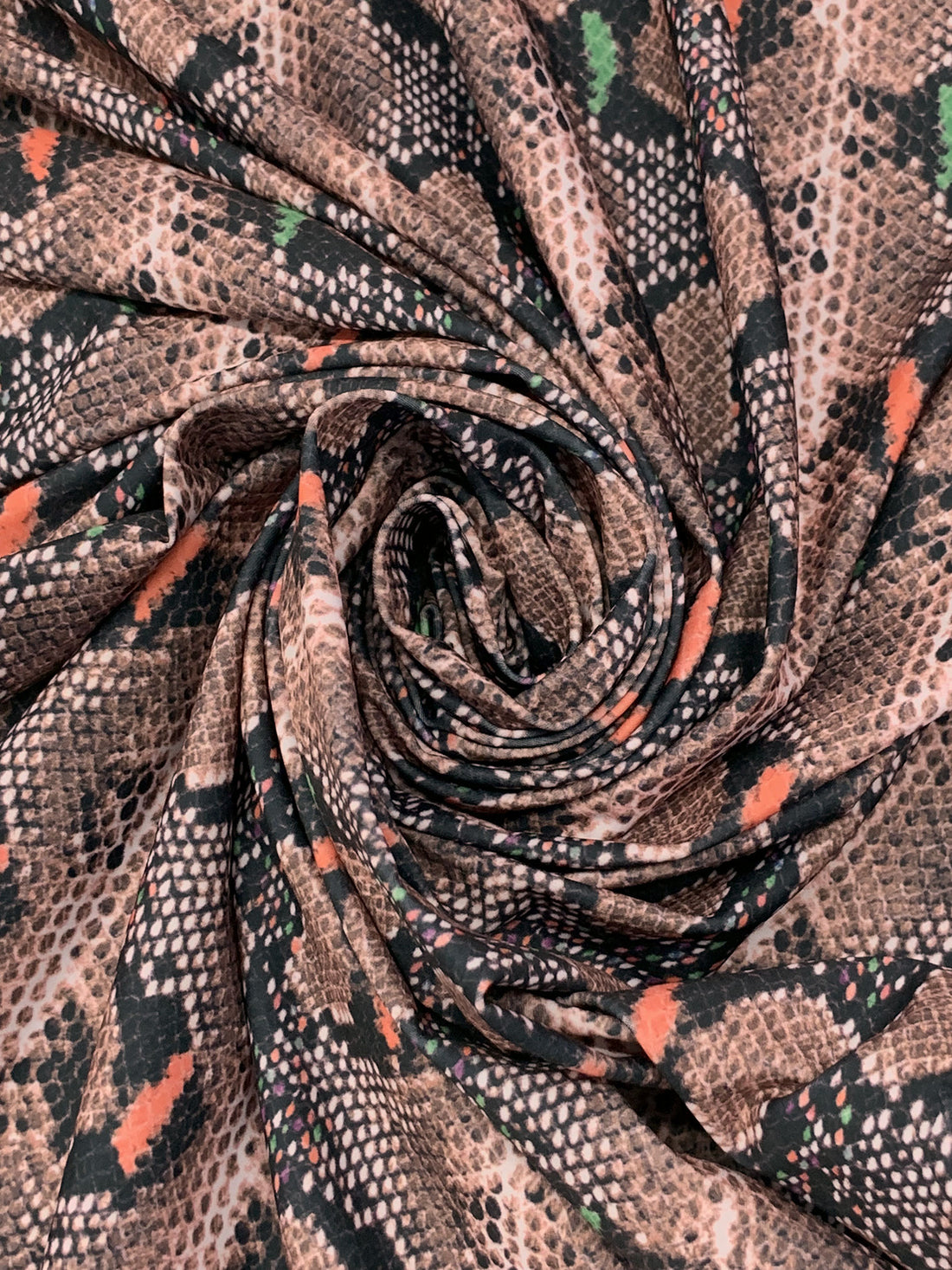 Royal Brown/Dark Salmon/Black/Multi Nylon/Lycra Snakeskin Print Swim/Activewear Knit - NY Designer - 61W