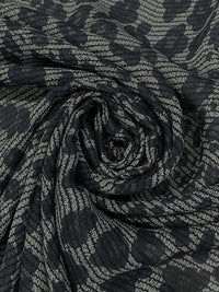 Dark Slate/Black/Ash Gray 100% Silk Animal Print Double Georgette 45W