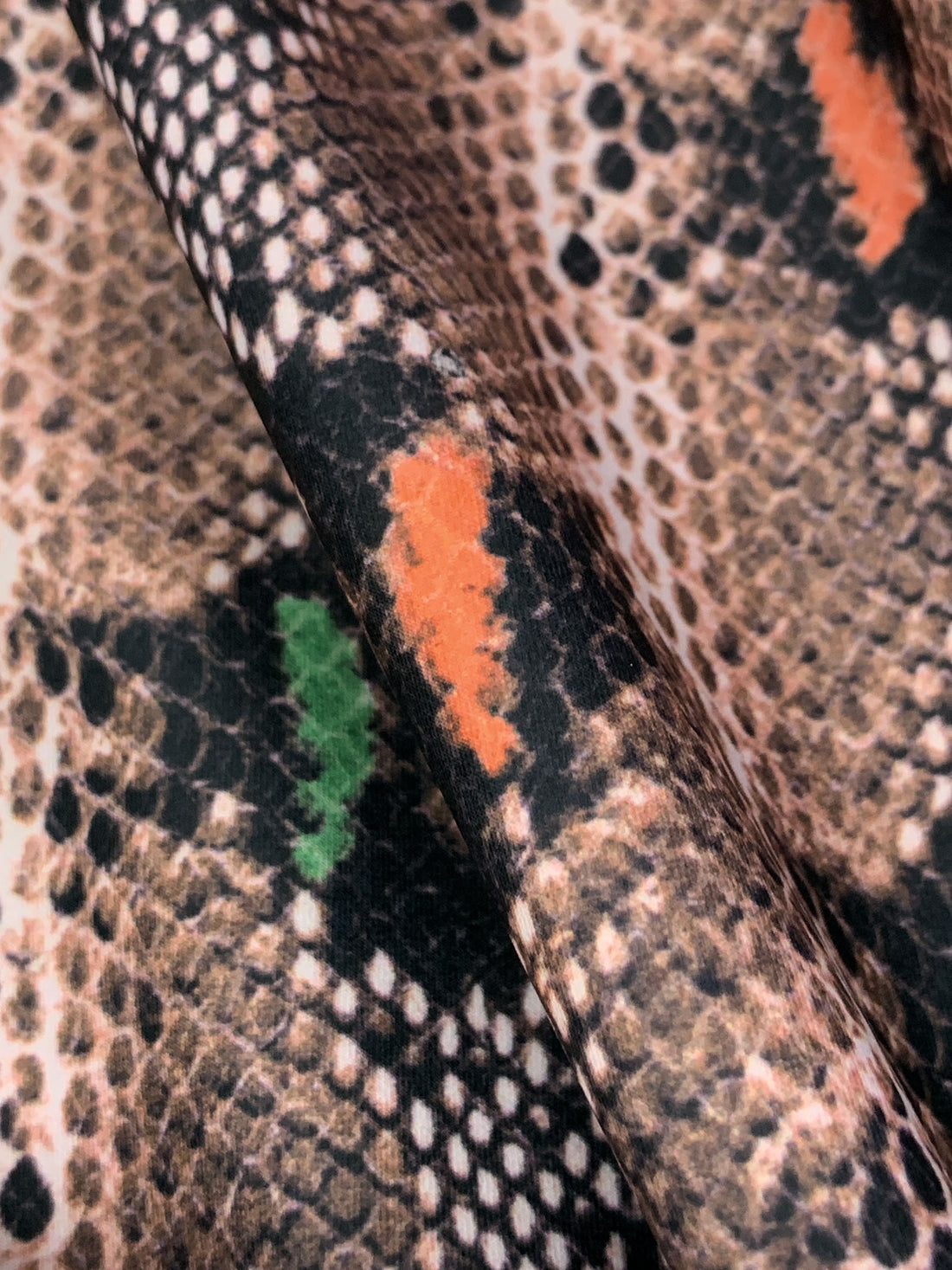 Royal Brown/Dark Salmon/Black/Multi Nylon/Lycra Snakeskin Print Swim/Activewear Knit - NY Designer - 61W