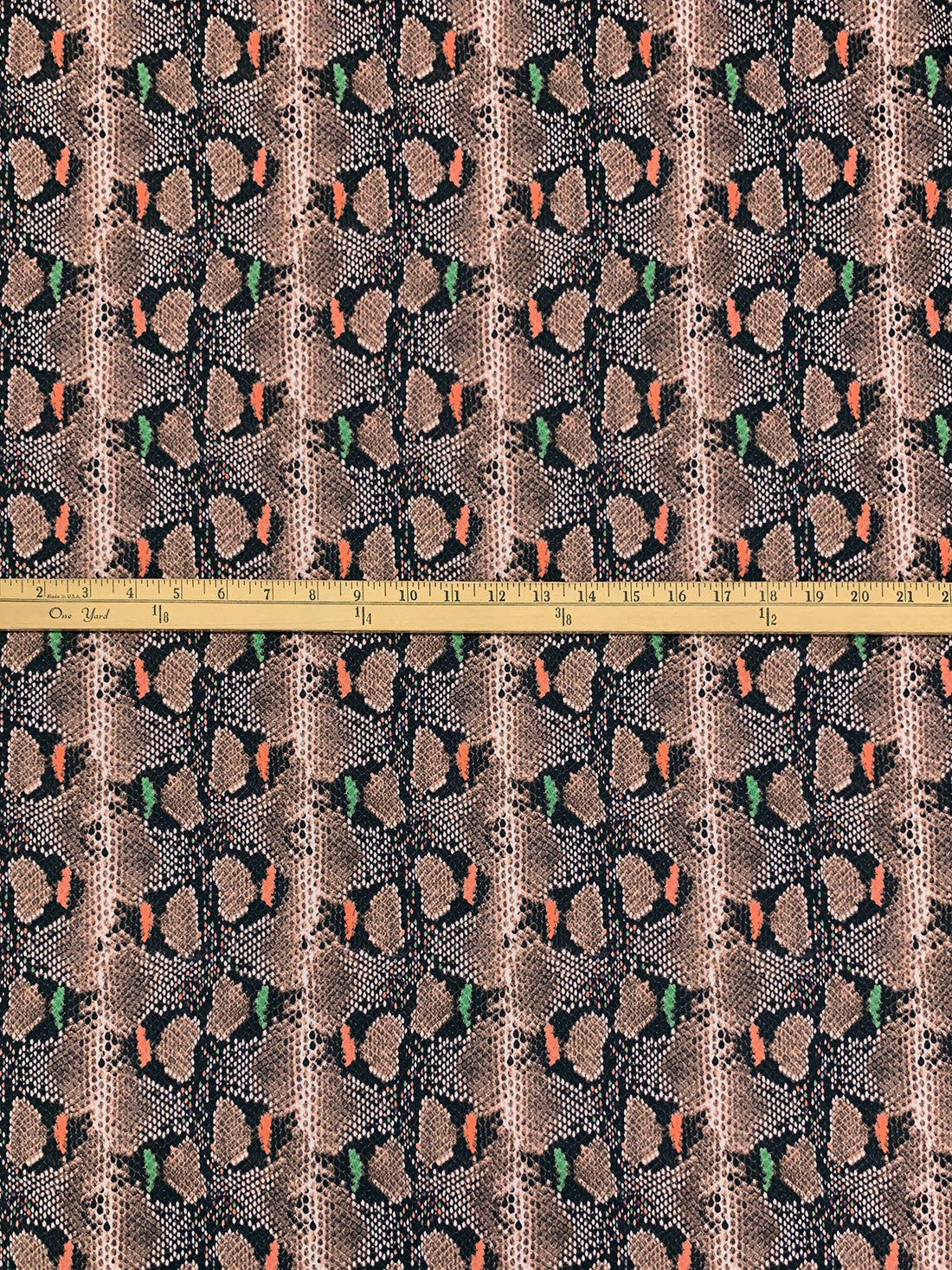 Royal Brown/Dark Salmon/Black/Multi Nylon/Lycra Snakeskin Print Swim/Activewear Knit - NY Designer - 61W