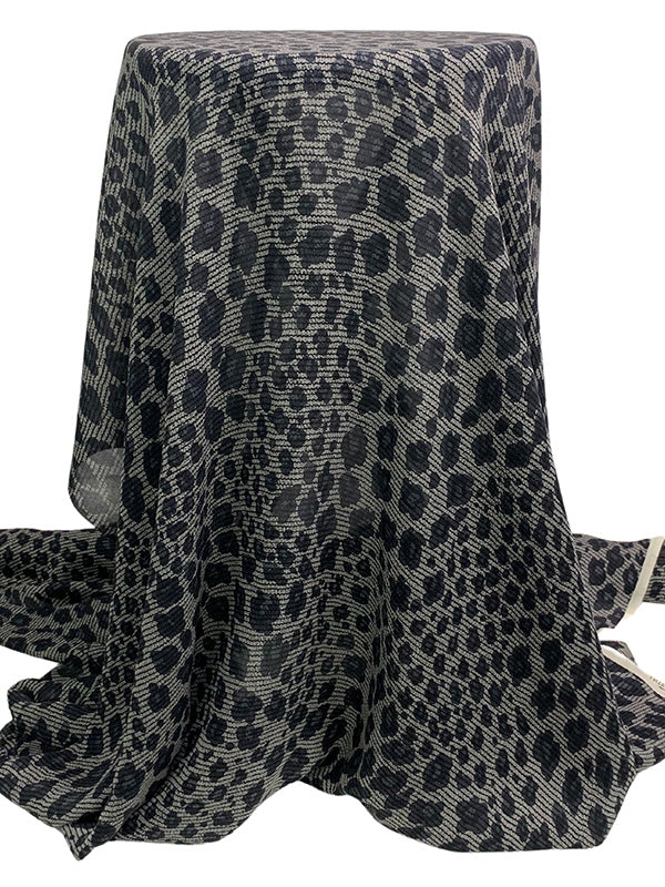 Dark Slate/Black/Ash Gray 100% Silk Animal Print Double Georgette 45W