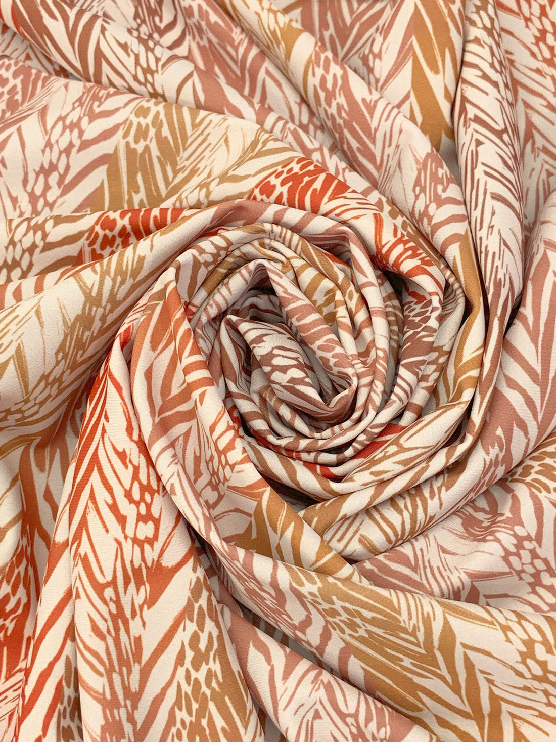 Antique Beige/Copper Red/Taupe Nylon/Lycra Vertical Abstract Animal-Look Stripe Print Swim/Activewear Knit - NY Designer - 60W