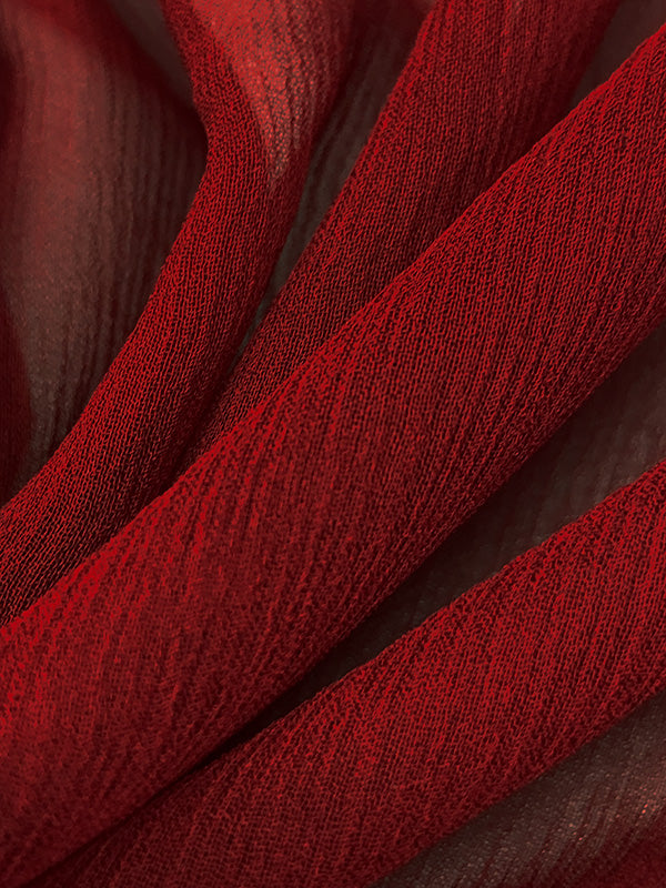 Crimson 100% Silk Crinkle Chiffon 43W