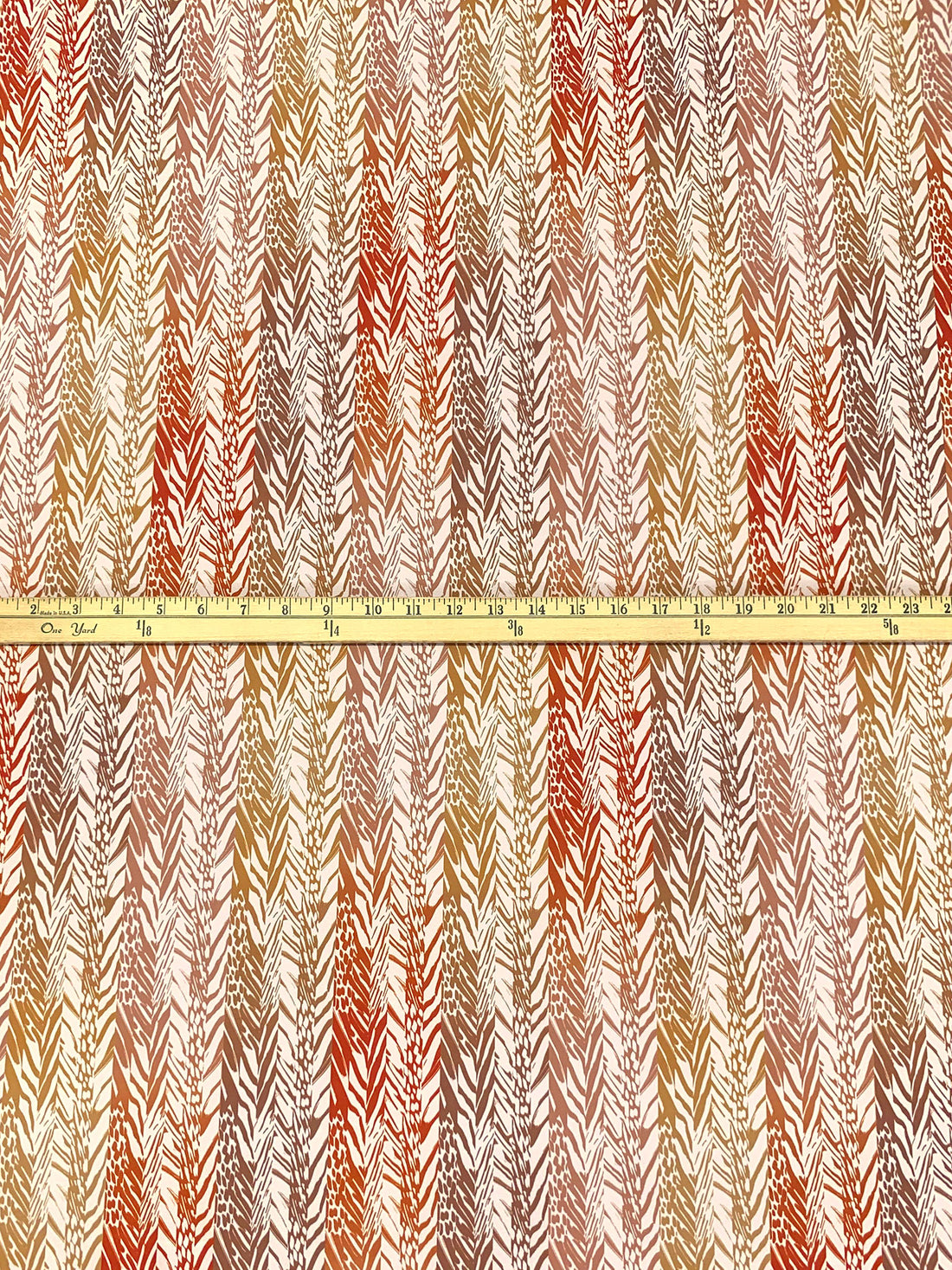 Antique Beige/Copper Red/Taupe Nylon/Lycra Vertical Abstract Animal-Look Stripe Print Swim/Activewear Knit - NY Designer - 60W