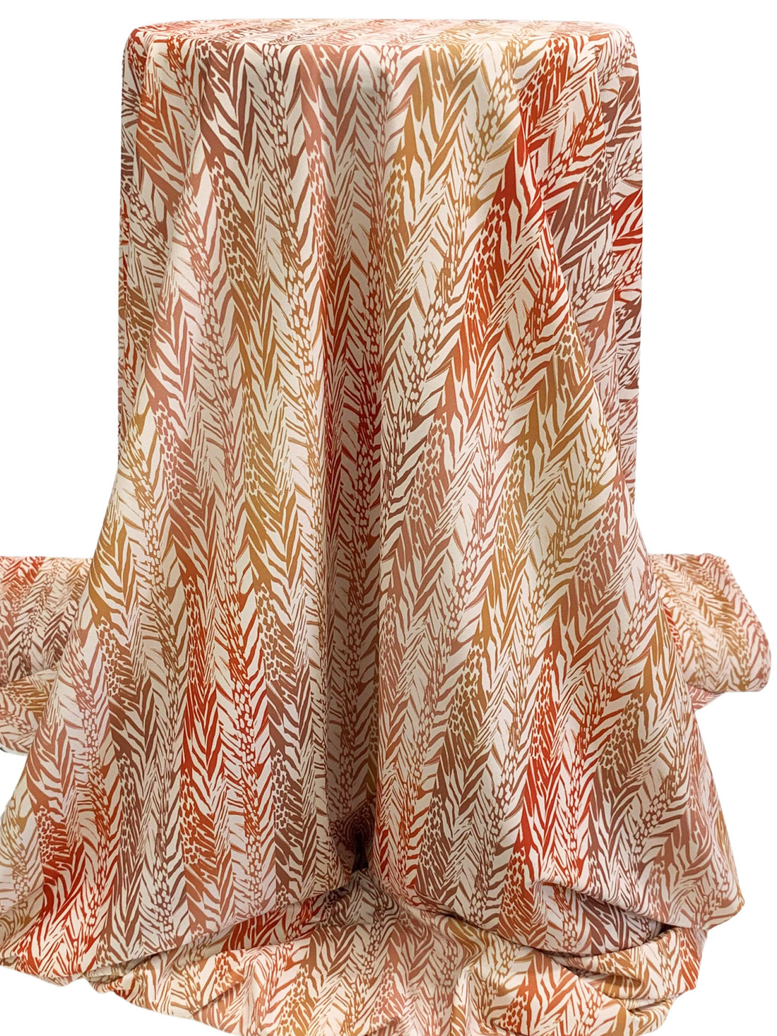 Antique Beige/Copper Red/Taupe Nylon/Lycra Vertical Abstract Animal-Look Stripe Print Swim/Activewear Knit - NY Designer - 60W