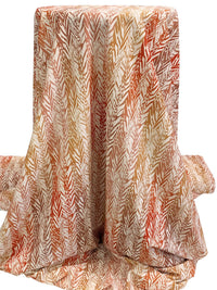 Antique Beige/Copper Red/Taupe Nylon/Lycra Vertical Abstract Animal-Look Stripe Print Swim/Activewear Knit - NY Designer - 60W