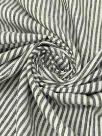 Muted Black/Off-White Linen/Cotton Vertical Stripe Midweight Woven - Ralph Lauren - 56W