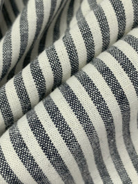 Muted Black/Off-White Linen/Cotton Vertical Stripe Midweight Woven - Ralph Lauren - 56W