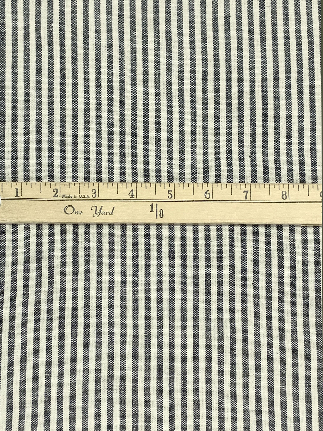 Muted Black/Off-White Linen/Cotton Vertical Stripe Midweight Woven - Ralph Lauren - 56W