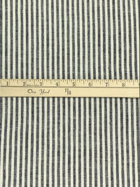 Muted Black/Off-White Linen/Cotton Vertical Stripe Midweight Woven - Ralph Lauren - 56W